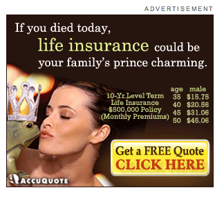 AccuQuote Ad - If you died today, life insurance could be your family's prince charming.